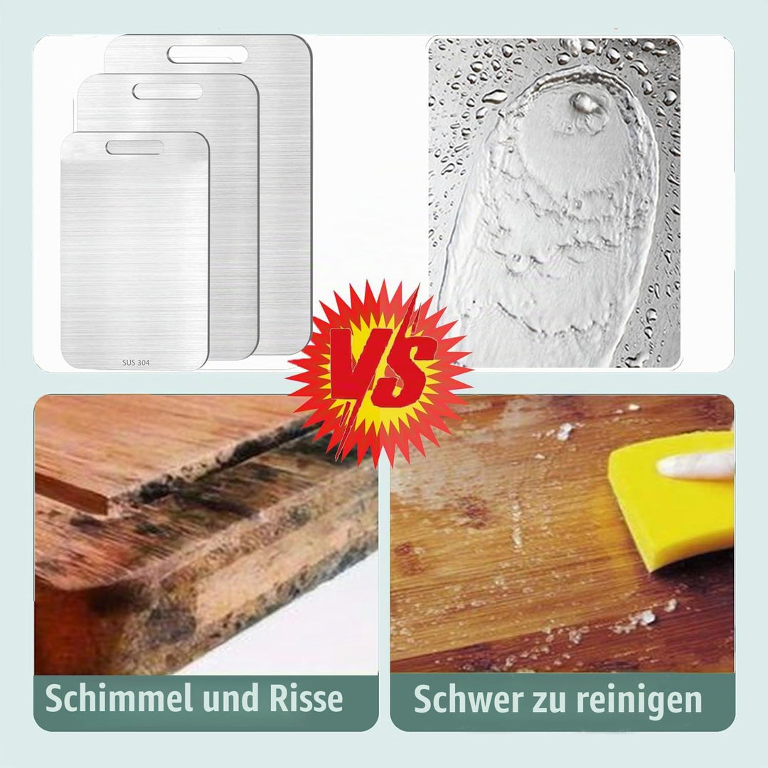 Schneidebrett Edelstahl, 3 Stück Titan Schneidebrett, Titanium Cutting Board, Doppelseitiges Lebensm
