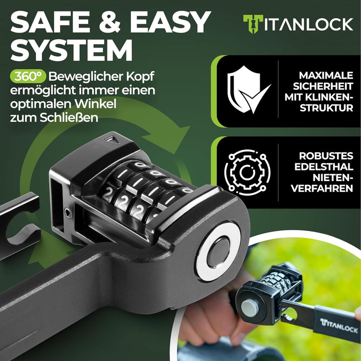 TITANLOCK Fahrradschloss Faltschloss Diebstahlsicher [Individueller Pin] Zahlenschloss Schnelle + Le