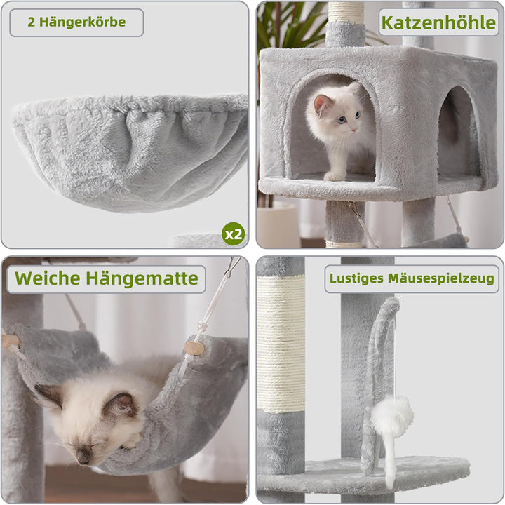 Kratzbaum gross, katzenbaum grosse Katzen stabil für Innenbereich, 200 cm katzenkratzbaum mit geräum