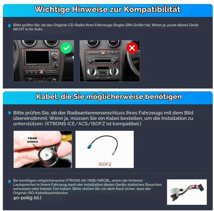 XTRONS 8" Autoradio für Audi A3 8P S3 RS3 Eingebautes DAB Plus Android 14 | Octa Core 4+64GB Autorad