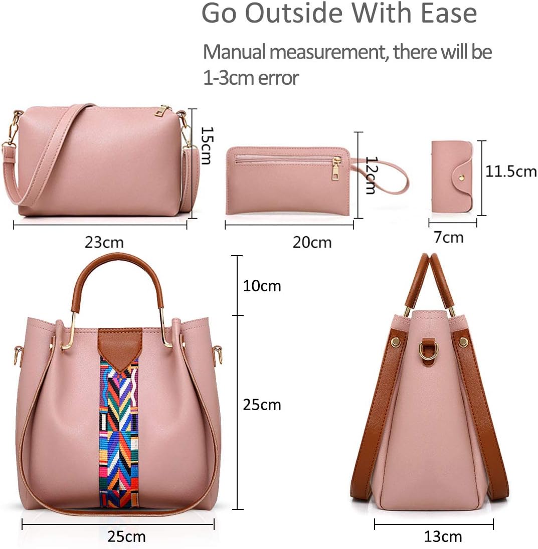 NICOLE & DORIS Damen Handtaschen Umhängetaschen 4 Stück Handtaschen für Damen Top-Griffe Schultertas