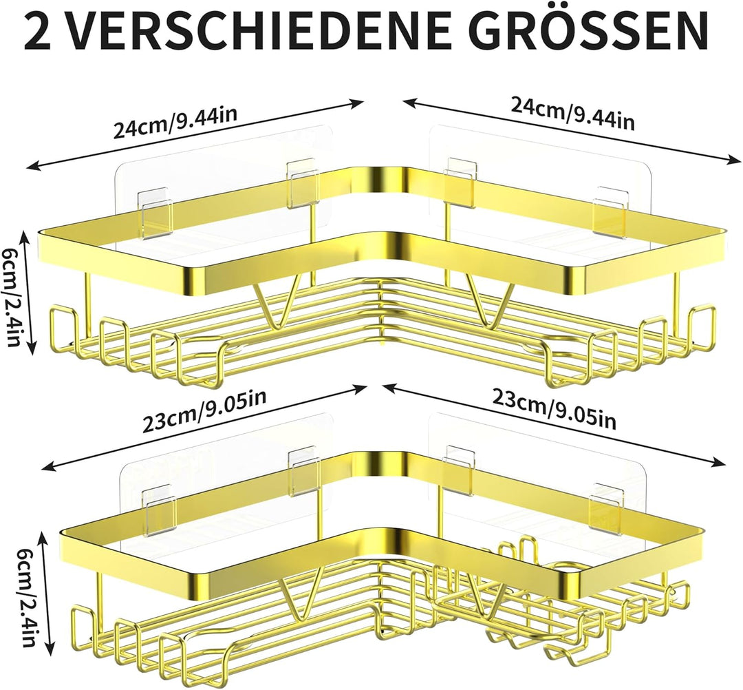 Kegii Duschablage Ohne Bohren Ecke - Duschregal Ohne Bohren Gold Eckregal Shampoo Halterung für Dusc