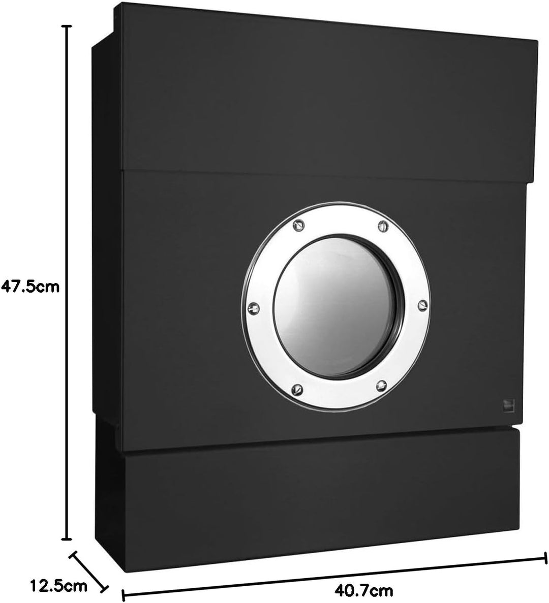 Radius Design Briefkasten Letterman 2 schwarz (RAL 9005), Zeitungsrolle, Sichtfenster und Schloss, W