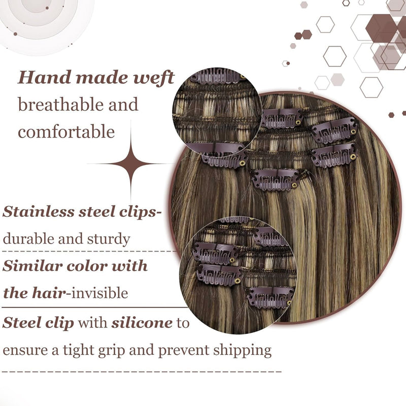 Hetto Clip in Echthaar Extensions Braun Echthaar Clip in Extensions Remy Clip Extensions Haarverlang