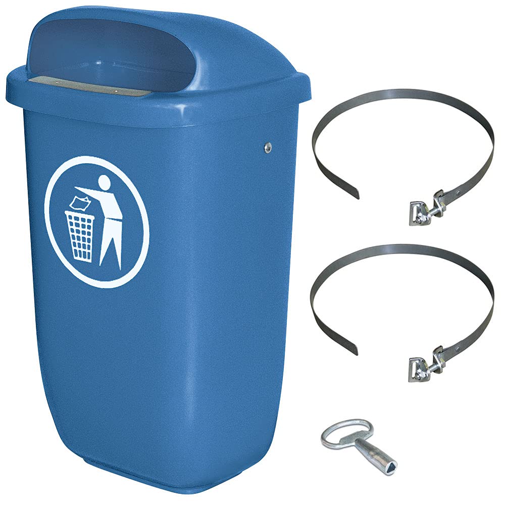 BRB Abfallbehälter für den Aussenbereich, Inhalt 50 Liter, nach DIN 30713, im Komplettset mit Schell