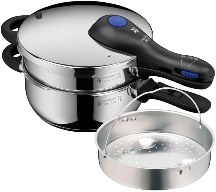 Perfect Plus One Pot Schnellkochtopf-Set mit Dampfgareinsatz, 4,5 und 3,0 Liter, stapelbar