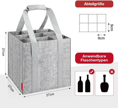 Eurhomewit Flaschentasche 9 Flaschen Flaschenträger, Filz Flaschen Tasche Wiederverwendbar Männerhan