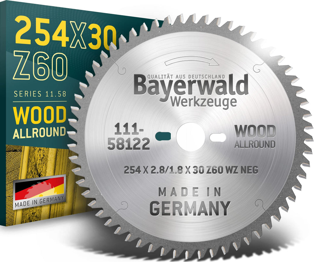 Bayerwald - HM Kreissägeblatt für Holz - Ø 254 mm x 2.8 mm x 30 mm | WZ negativ (60 Zähne) | für Kap