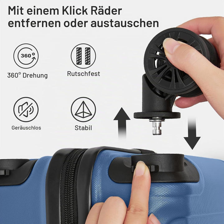KONO Koffer Trolley Reisekoffer aus ABS+PC – Leichter Hartschalenkoffer mit 4 Zwillingsrollen und TS