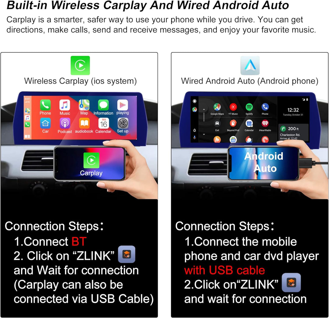 AneQu 12.3" Auto Stereo Android 12 für BMW 5er E60 2005-2008 CCC System Octa-Core 32GB ROM Auto Mult