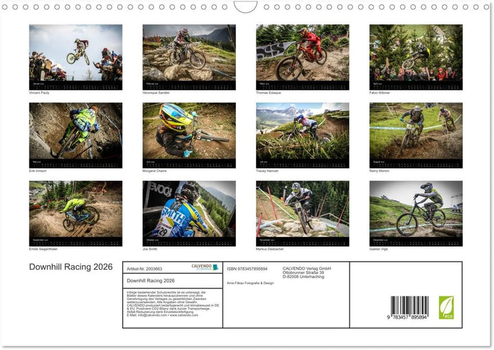 Downhill Racing 2026 (Wandkalender 2026 DIN A3 quer), CALVENDO Monatskalender: farbig, actionreich,