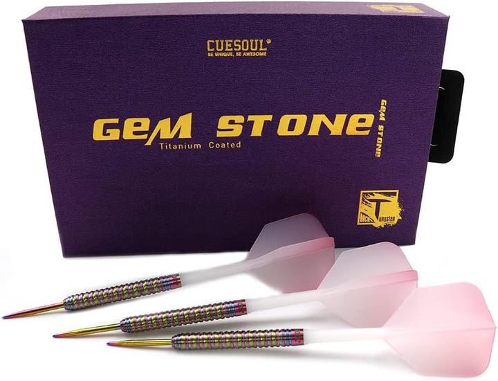 CUESOUL PINK/BLAU/GRÜN GEM Stone 21g/22g Stahlspitze 90% Tungsten Dart Set mit Uniformity Titanium C