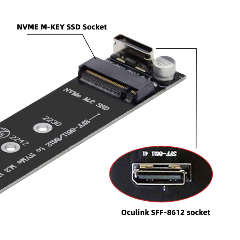 chenyang CY M.2 auf SFF-8611 Adapter,Oculink SFF-8612 SFF-8611 auf NVME PCIe SSD M-Key 2280 22110mm