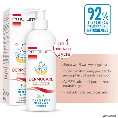 Emolium Dermocare 3in1 - Gluehflüssigkeit, Waschgel, Shampoo - 400ml