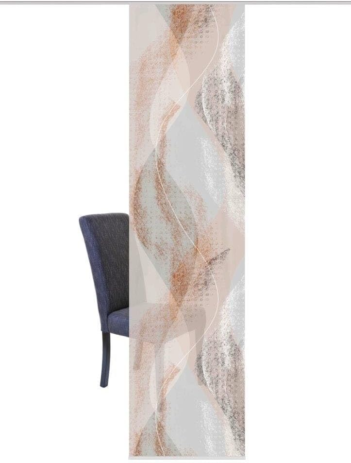 84066 | Schiebegardine Torre, blickdichter Dekostoff, mit abstraktem Motiv, 245x60cm, Farbe: Kupfer