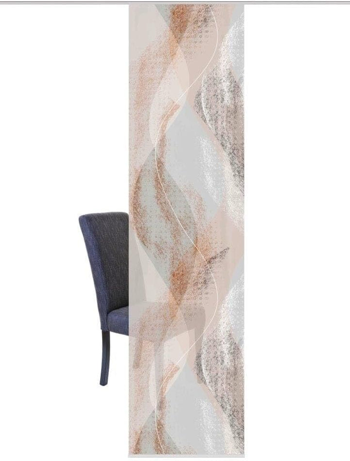 84066 | Schiebegardine Torre, blickdichter Dekostoff, mit abstraktem Motiv, 245x60cm, Farbe: Kupfer