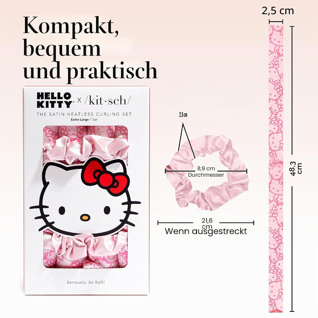 Hello Kitty x Kitsch Jumbo-Lockenset für die Nacht, hitzefreier Lockenwickler, Lockenstab für weiche