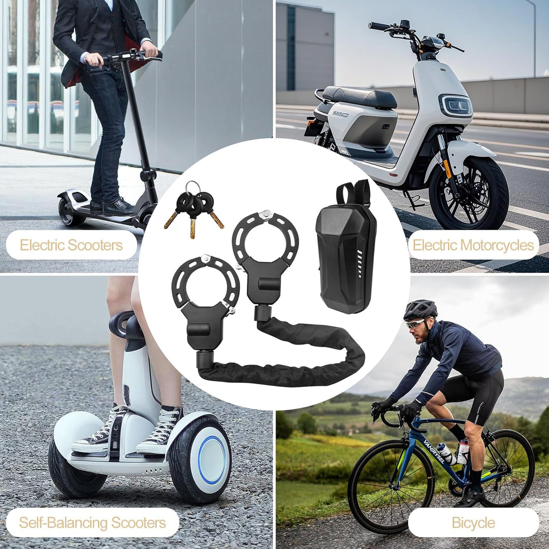 E Scooter Schloss 8mm, Handschellenschloss mit Schlüssel und Wasserdichter Tasche, Schloss für E Sco