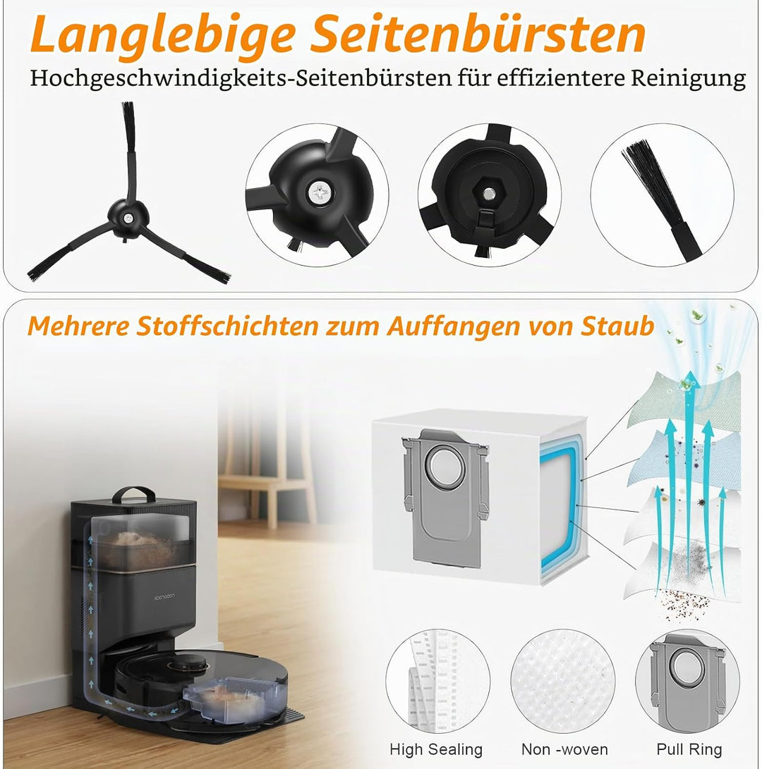 DrRobor Ersatzteile Zubehörset für Roborock Q8 Max+/Q5 Pro+/Q5 Max+/Q5 DuoRoller+ Staubsauger,2 Haup