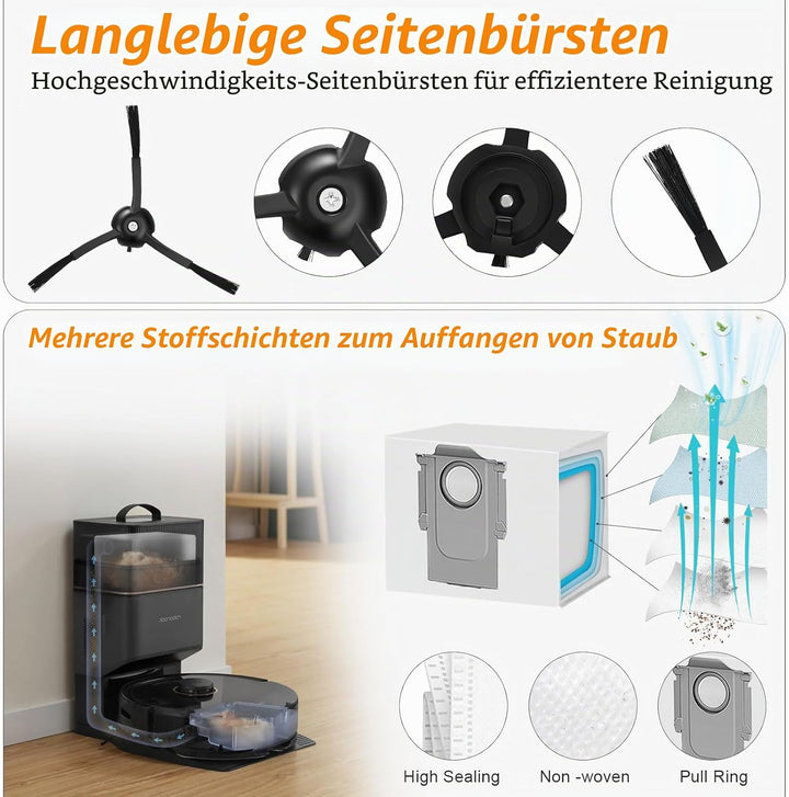 DrRobor Ersatzteile Zubehörset für Roborock Q8 Max+/Q5 Pro+/Q5 Max+/Q5 DuoRoller+ Staubsauger,2 Haup
