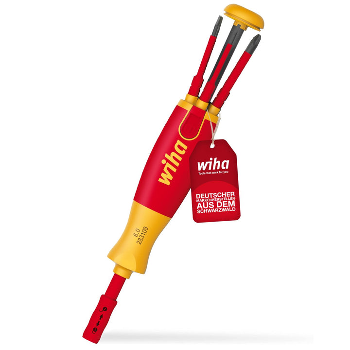 Wiha Schraubendreher mit Bit Magazin LiftUp Electric Schlitz I Phillips mit 6 slimBits I 1000V Siche