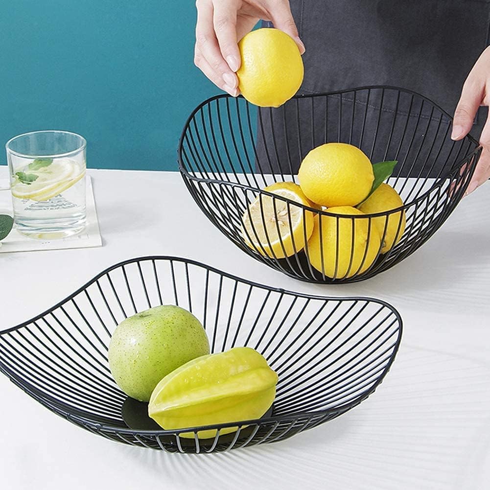 Obstkorb Metall, Schwarze Obstschale aus Metalldraht, Obstaufbewahrungskorb Vintage, Multifunktional