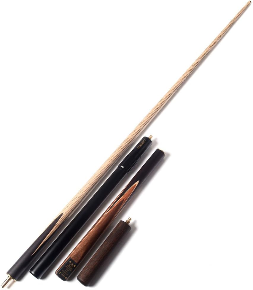 CUESOUL 57" Handcraft 3/4 Jointed Snooker Queues with Mini Butt End Extension Packed in Aluminium Kö