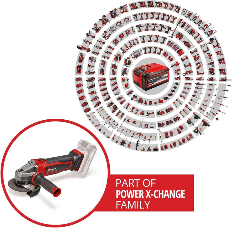 Einhell Akku-Winkelschleifer TE-AG 18/115 Q Li-Solo Power X-Change (18V, 115 mm Scheibendurchmesser,