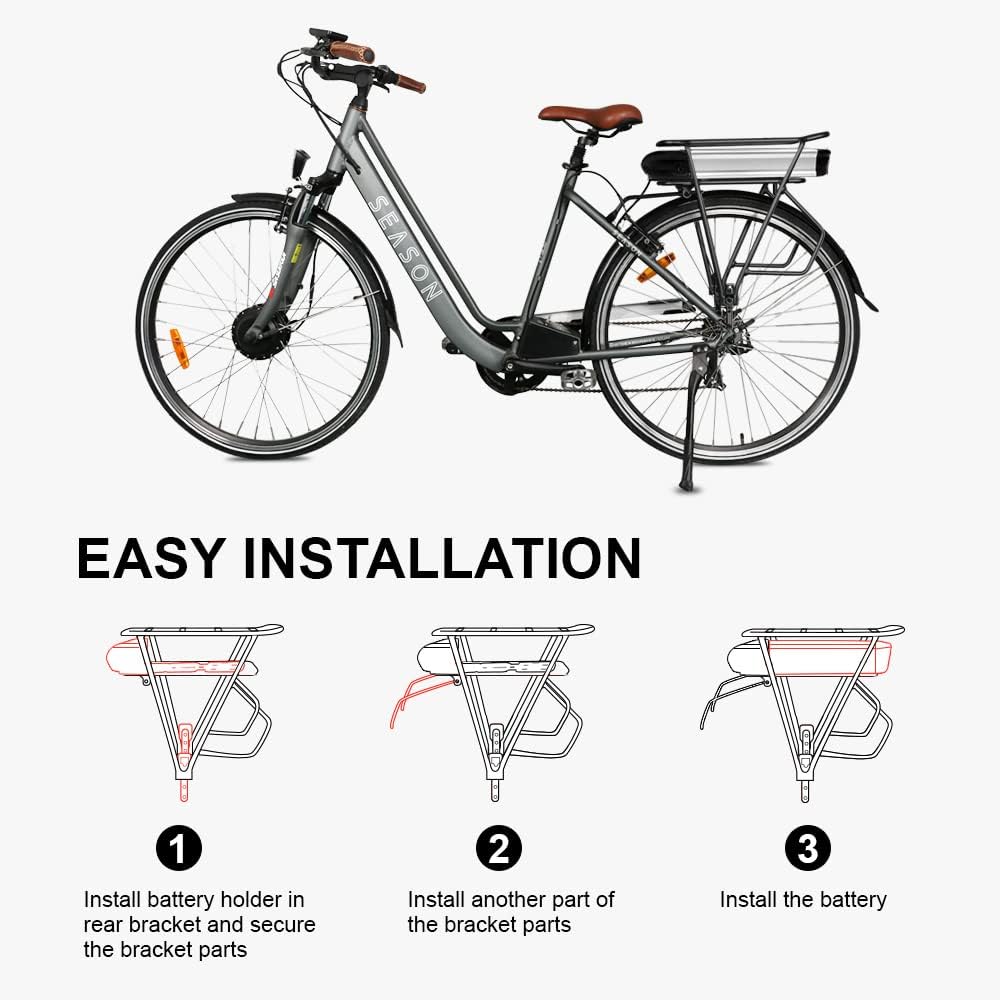 SEASON Gepäckträger Ebike Akku - 36V 13Ah 14.5Ah 15.6Ah 16Ah 17.4Ah Lithinum-Ionen Batterie für Elek