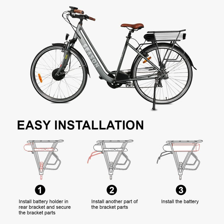 SEASON Gepäckträger Ebike Akku - 36V 13Ah 14.5Ah 15.6Ah 16Ah 17.4Ah Lithinum-Ionen Batterie für Elek