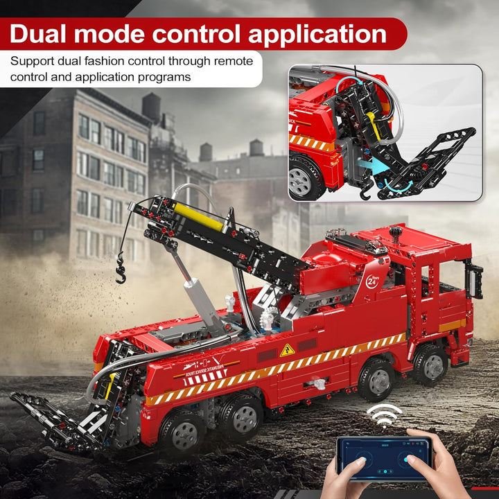 Mould King 19017 Technik Ferngesteuert Anhänger, 1653 Teile 2.4Ghz RC mit 3 Motor, Technik Kran LKW