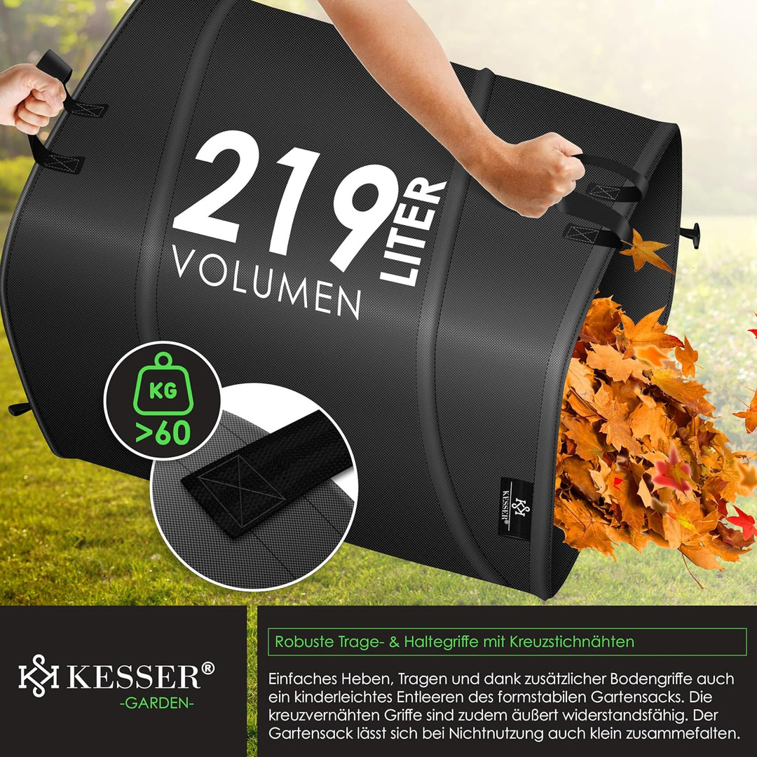 KESSER® Pop-Up-Gartensack 4x 219L Set Laubsack Gartenabfallsack inkl. Handschuhe | Selbststehend mit