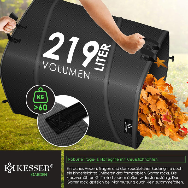 KESSER® Pop-Up-Gartensack 4x 219L Set Laubsack Gartenabfallsack inkl. Handschuhe | Selbststehend mit