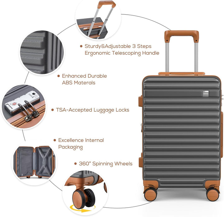 Joyway Hartschalen Koffer Set 3 Stück,Handgepäck Reisekoffer 4 Rollen Leicht, Rollkoffer mit Trolley