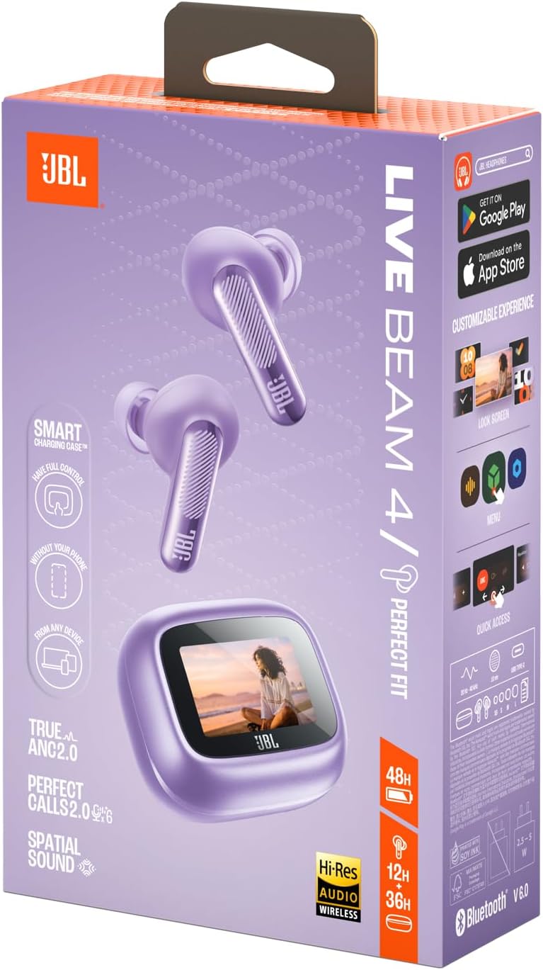 JBL Live Beam 4, Kabellose Noise-Cancelling-Ohrhörer, Hi-Res Audio, Smart Charging Case, Bluetooth,
