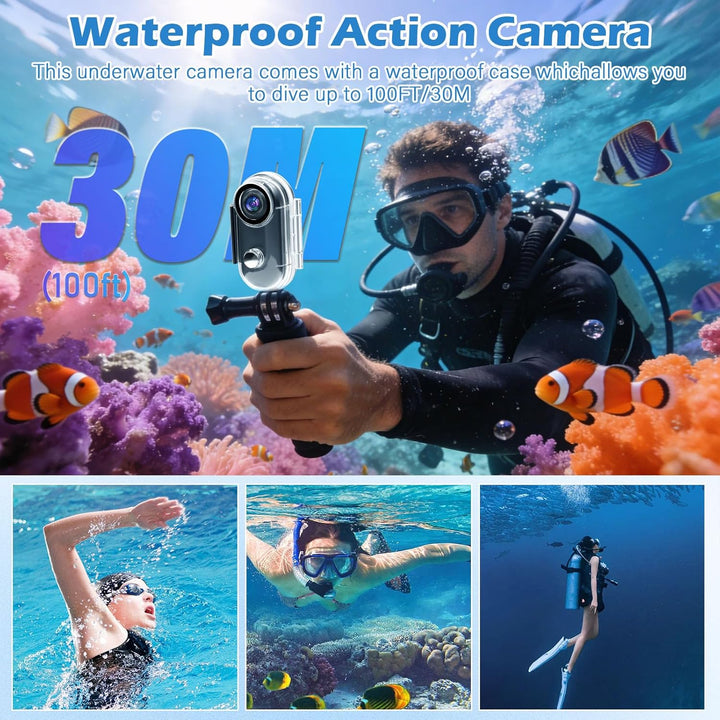 Pudet Luo Action Cam WiFi,32 GB Mini Bodycam Körperkamera mit 360° Action Kamera, HD1080P Sportkamer