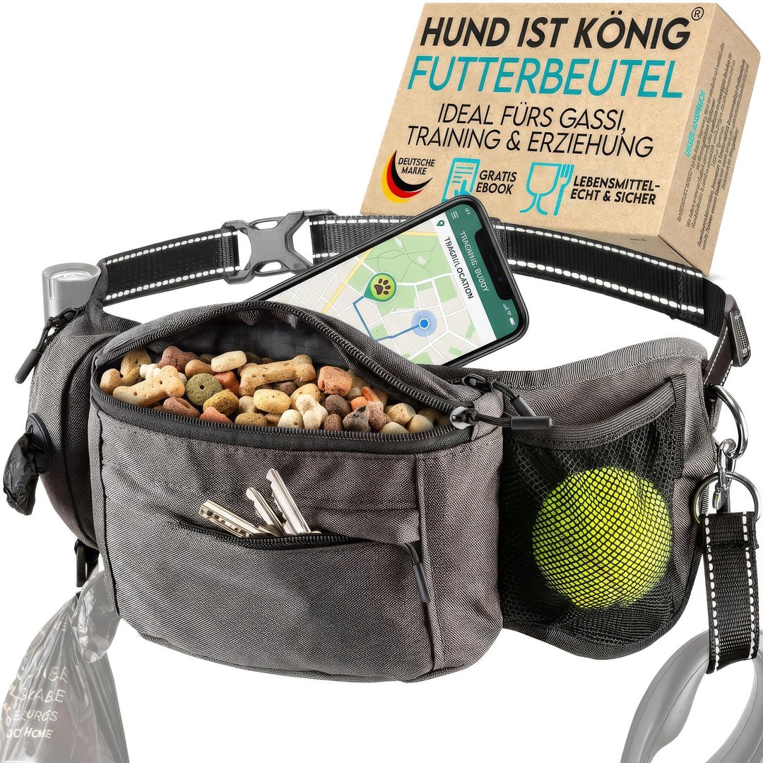 HUND IST KÖNIG Leckerlitasche für Hunde Leckerlis & Hundezubehör - Robuste Bauchtasche Hund - Futter