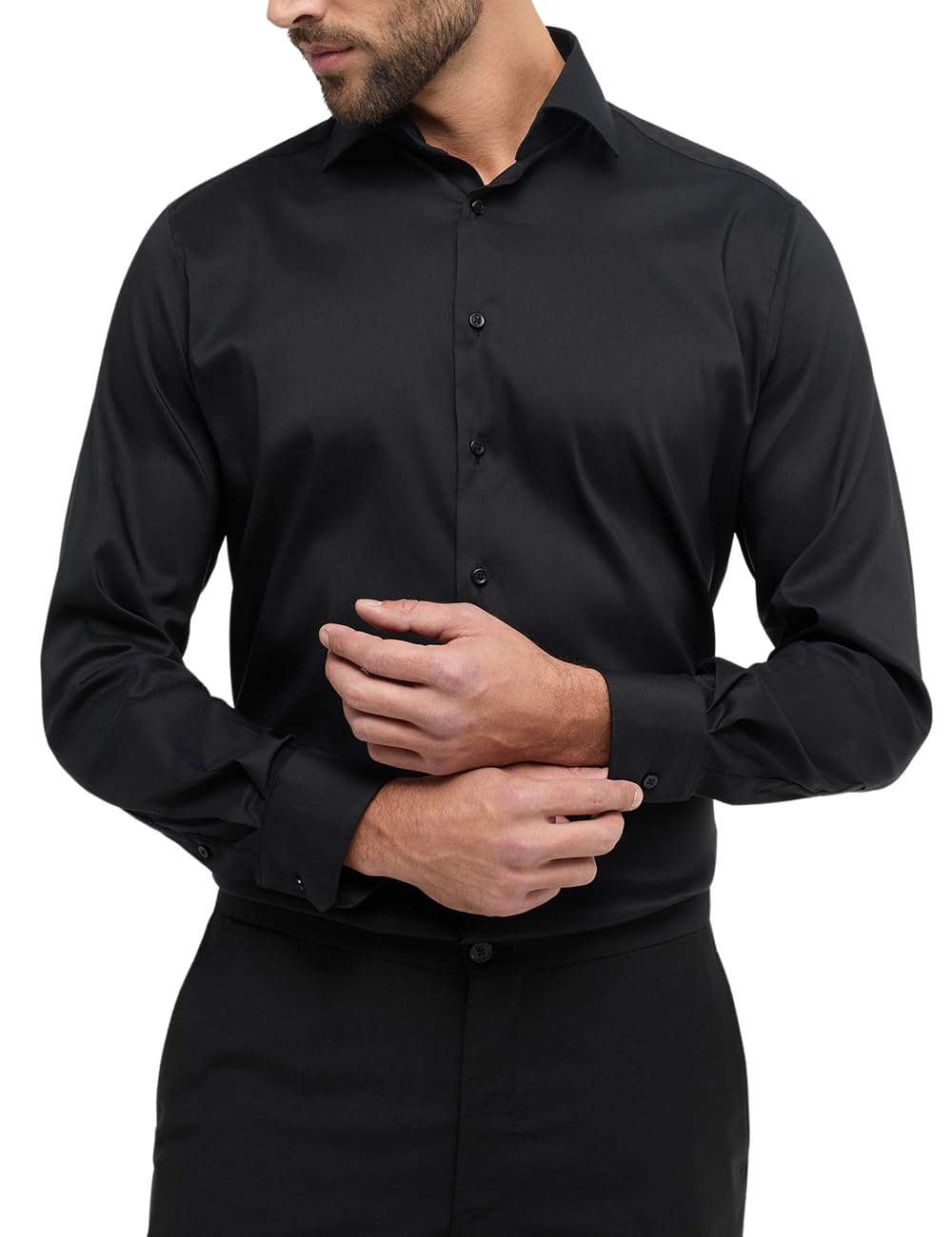 ETERNA Male Performance Shirt unifarben MODERN FIT 39 Schwarz, 39 Schwarz