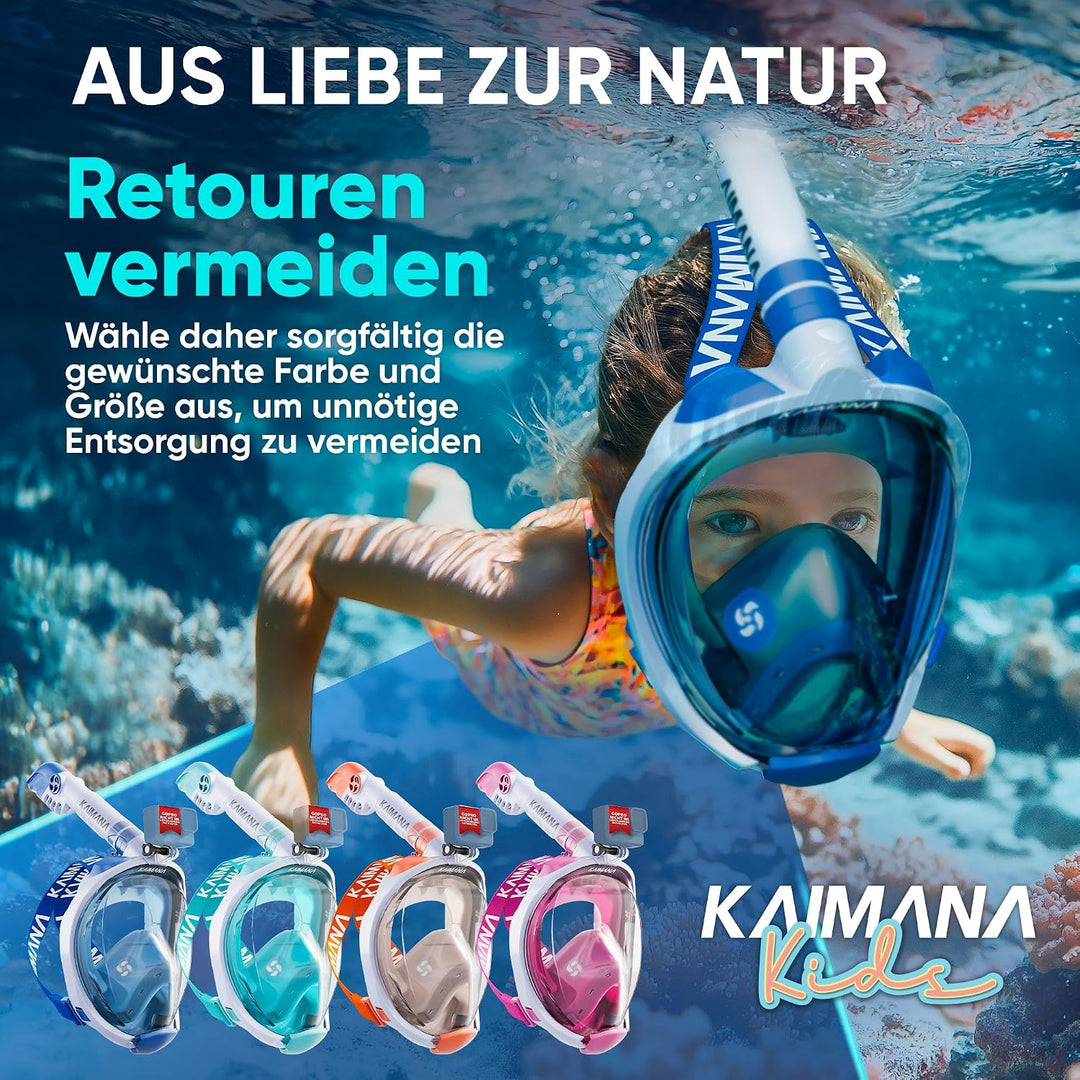 Die Preisgekrönte Kaimana® Schnorchelmaske für Erwachsene &amp; Kinder - absolut CO2 sicher - inkl. Trag