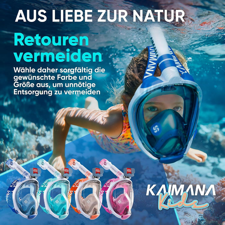 Die Preisgekrönte Kaimana® Schnorchelmaske für Erwachsene &amp; Kinder - absolut CO2 sicher - inkl. Trag