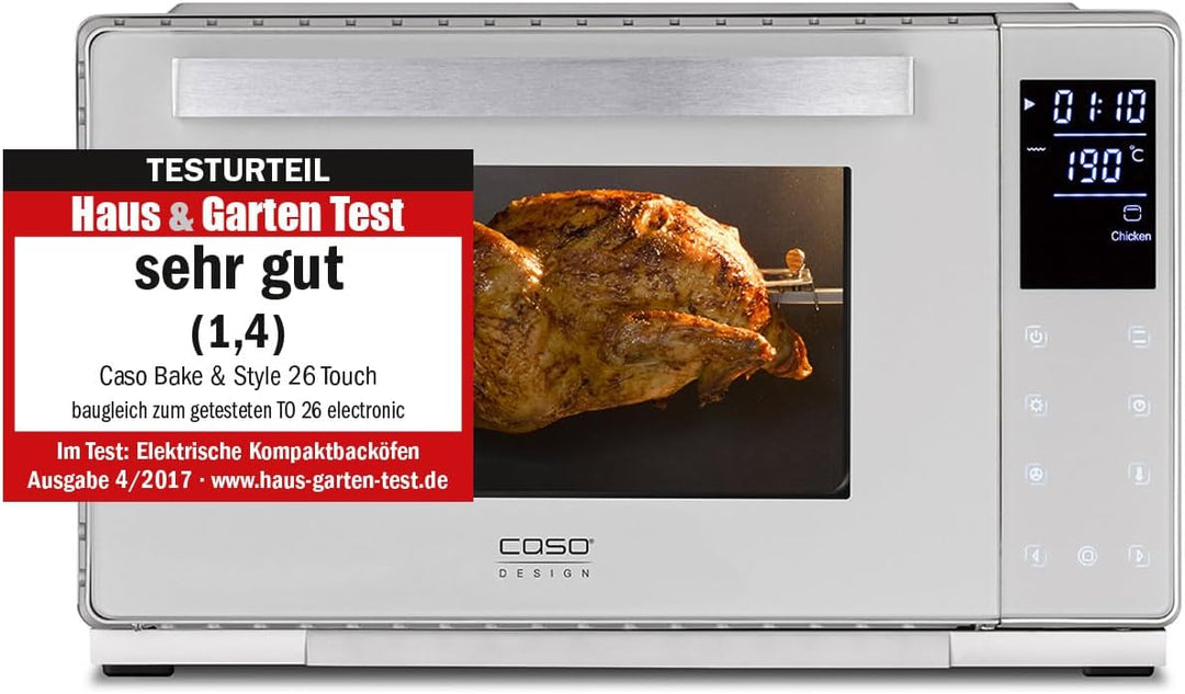 CASO Bake & Style 26 Touch - Design Backofen, ideal zum Backen, Braten, Aufbacken und Grillen, 9 Aut