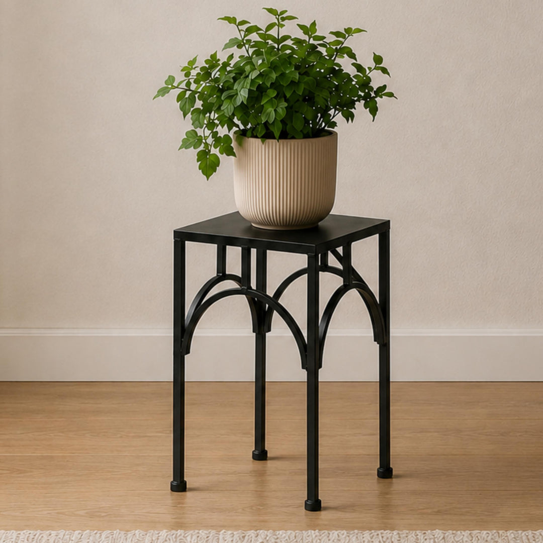 DanDiBo Blumenhocker Metall Schwarz Eckig Blumenständer Beistelltisch 96449 Blumensäule Pflanzenhock