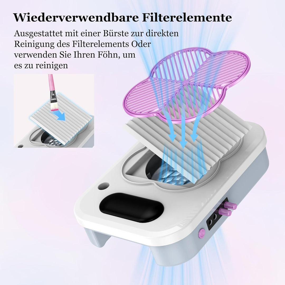 3-in-1 Staubabsaugung für Nägel mit elektrischer Nagelfeile und UV-LED Nagellampe: Einstellbarer Nag