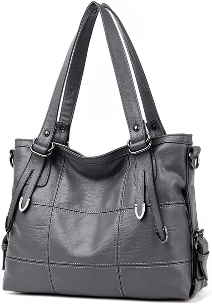 DEERWORD Damen Taschen Handtaschen Elegant Frau Schultertaschen Lack PU-Leder Henkeltaschen Grau, Gr