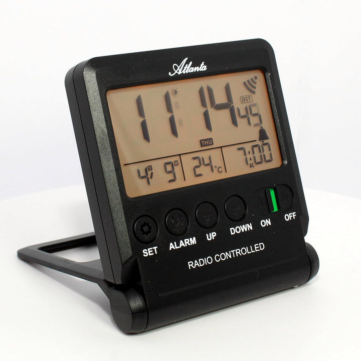 Atlanta Funkwecker Digital LCD Reisewecker Licht Snooze Temperatur - 1805/7 Schwarz