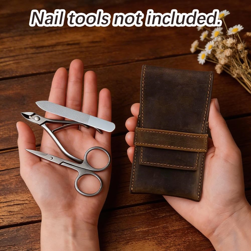 Leeres Maniküre Set Etui Aus Echtem Leder Handgefertigt Aus Rindsleder Ideal Für Die Tägliche Finger