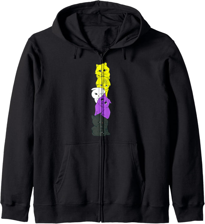 Nonbinary Katzen Pride Nichtbinäre Flaggenfarben Kapuzenjacke