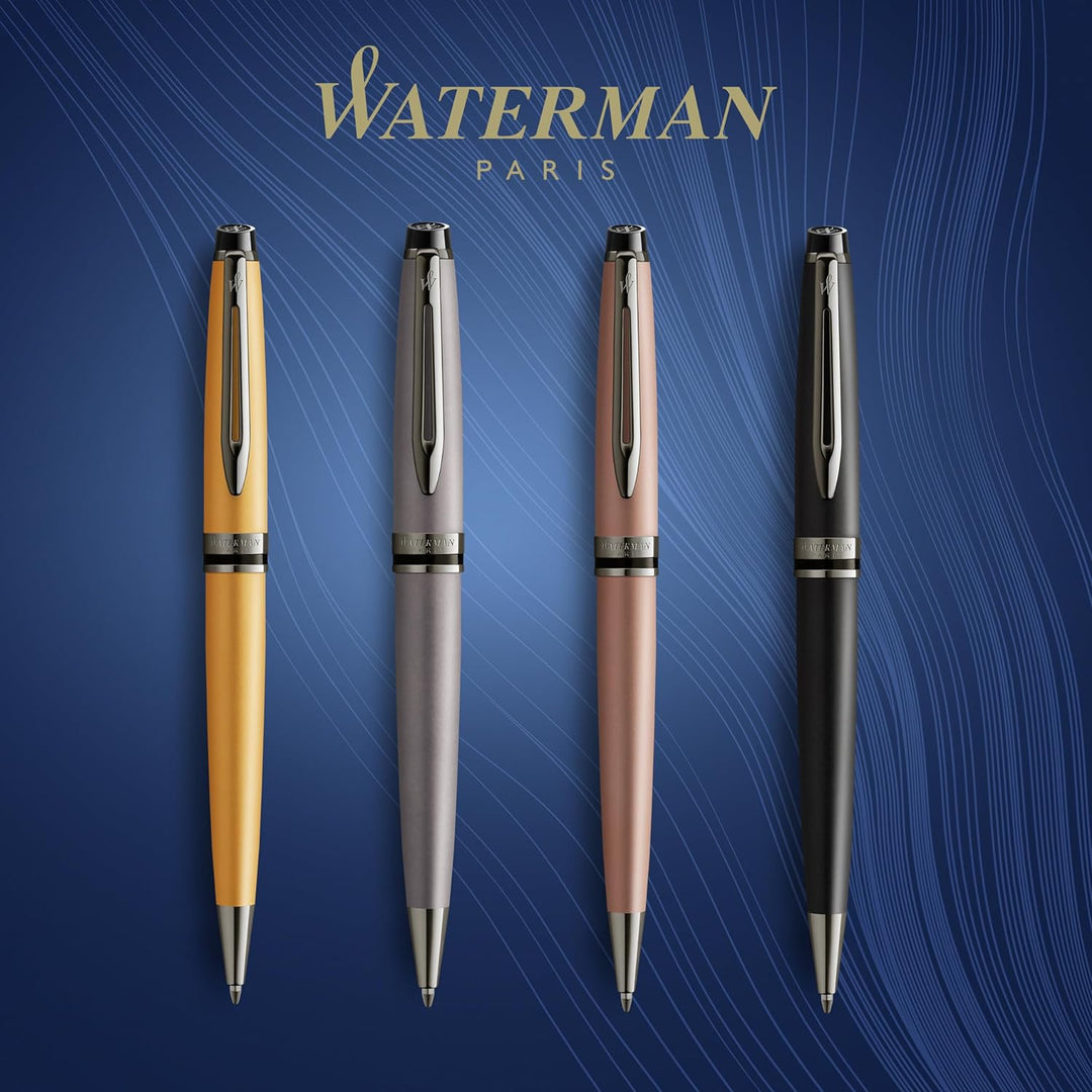 Waterman Expert Kugelschreiber | Silberfarbene Metallic-Lackierung mit Ruthenium-Zierteilen | Mittle
