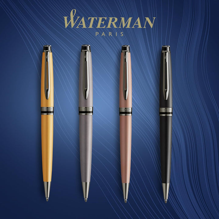 Waterman Expert Kugelschreiber | Silberfarbene Metallic-Lackierung mit Ruthenium-Zierteilen | Mittle