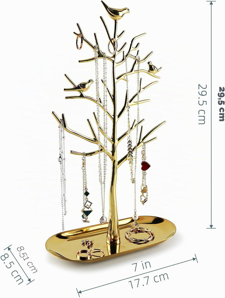 MORE&LESS Zweig Schmuckständer mit Metalltablett Farbe Luxus Baum Turm hängende Aufbewahrungsstücke